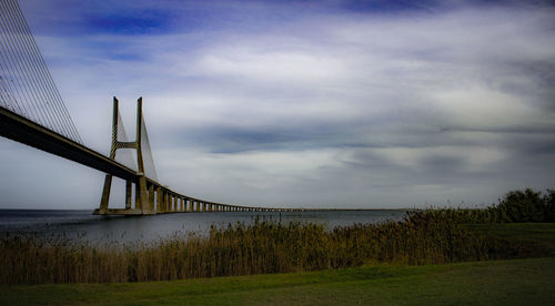 Scenic view of bridge over land against sky