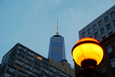 Low angle view of modern buildings against sky