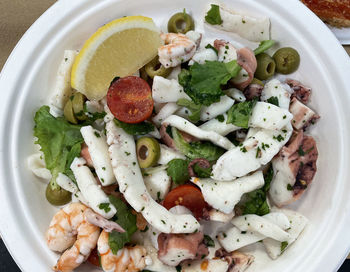 High angle view of salad in bowl
