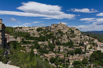 Residential district against sky