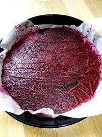 High angle view of cake on table