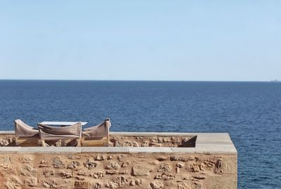 Scenic view of sea against clear sky