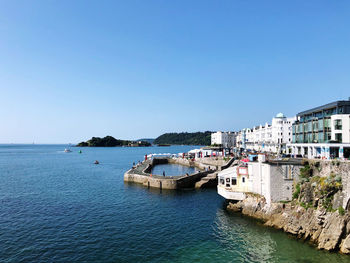 Scenic view of sea against clear sky