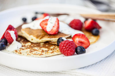 Close-up of breakfast served in plate