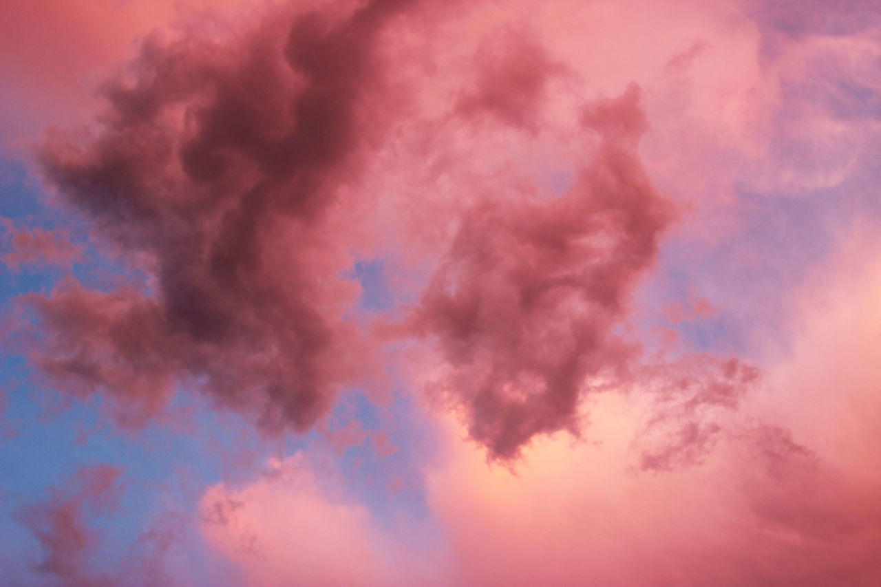 LOW ANGLE VIEW OF PINK CLOUDS IN SKY DURING SUNSET
