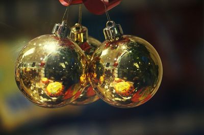 Close-up of christmas decoration hanging