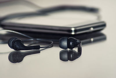 High angle view of black coffee on table