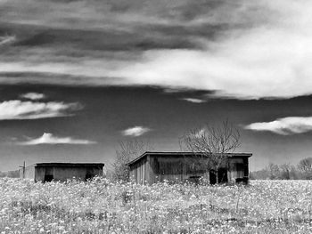 House on field against sky