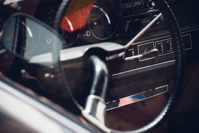 Steering wheel of vintage car