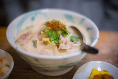 Close-up of food in bowl on table