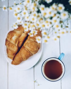 Close-up of breakfast served on table