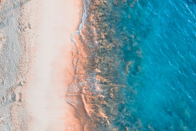 Top down view of beautfiul beach at sunset, makena beach, maui, hawai, usa