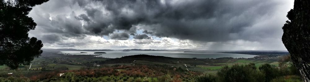 Scenic view of landscape against cloudy sky