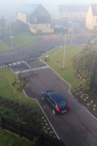 High angle view of cars on road