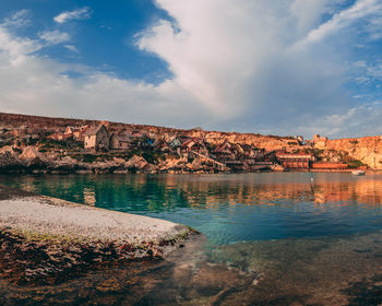 Scenic view of lake against sky