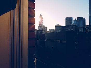 View of city at sunset