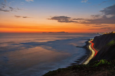 Scenic view of sea against sky during sunset