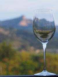 Close-up of wine glass on table