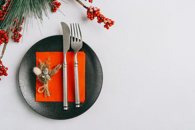 Directly above shot of objects on white background