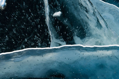 Close-up of snow on sea against sky