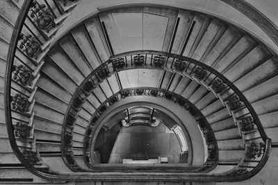 High angle view of spiral stairs