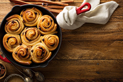 High angle view of food on table