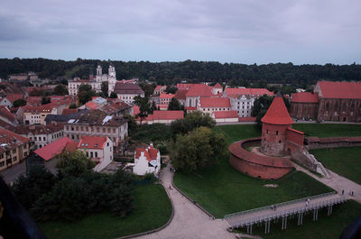 High angle view of townscape against sky