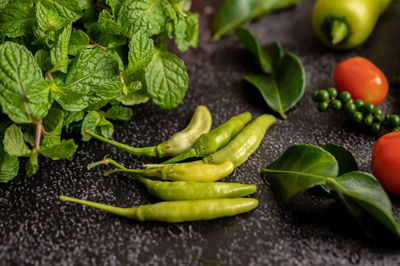 High angle view of chopped fruits