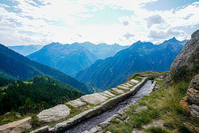 View over the canaa aqueduct over the val lavizzara, switzerland