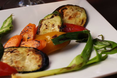 Close-up of meal served in plate