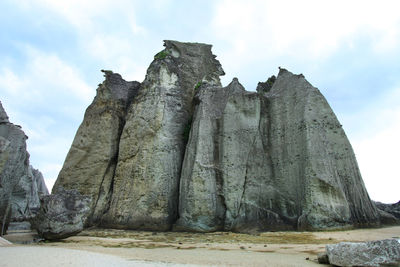 Low angle view of rock formations