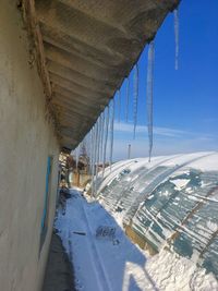 Panoramic shot of buildings against sky in winter