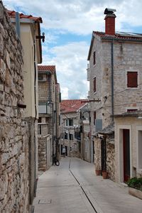 Scenic view down the street of picturesque mediterranean town