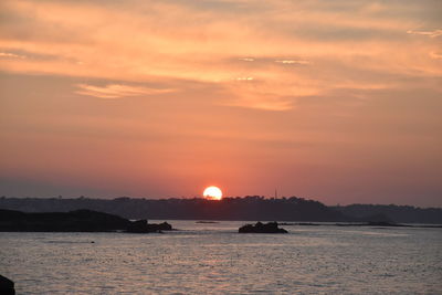 View of calm sea at sunset