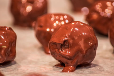 Close-up of chocolate cake on table