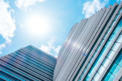 Low angle view of modern buildings against sky