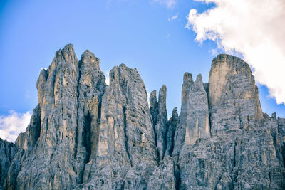 Low angle view of rock formation against sky