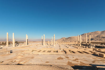 Panoramic view of park against clear blue sky