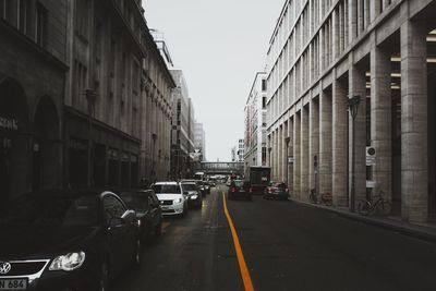 Road passing through city