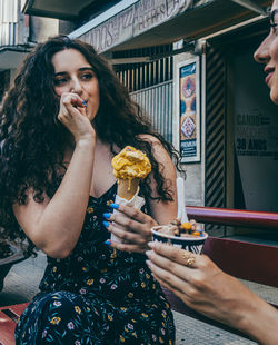 Friends on the street with ice cream