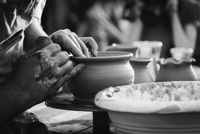 Close-up of hands working