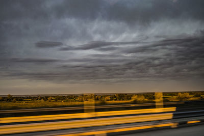 Blurred motion of road against sky