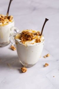 Close-up of ice cream in glass