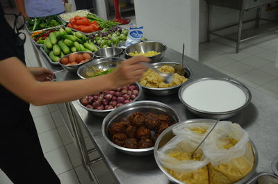 High angle view of food on table