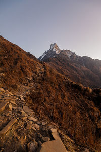 Scenic view of mountains against clear sky
