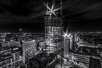 Illuminated cityscape at night