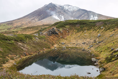 Scenic view of lake amidst mountains