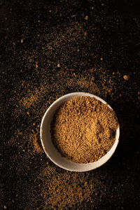 High angle view of coffee on black background