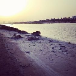 Scenic view of sea at sunset