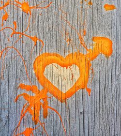 Close-up of graffiti on orange wall